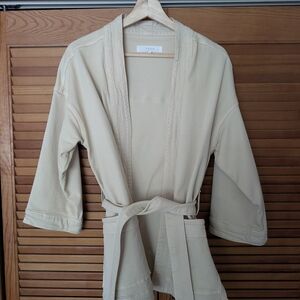 Yaya Danish Light Beige Kimono Denim Cardigan